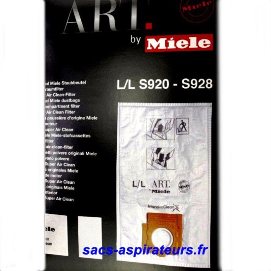 Sacs type L/L pour aspirateur ART BY MIELE S920, S926, S928, S930 et S938. 