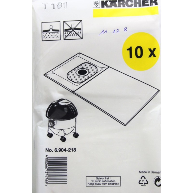 Sacs d'origines KARCHER 6.904-218.0 pour aspirateurs T191